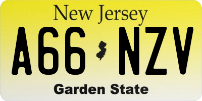 NJ license plate A66NZV