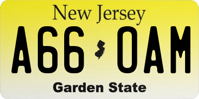 NJ license plate A66OAM
