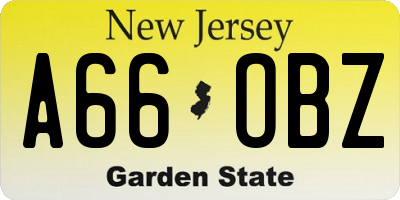 NJ license plate A66OBZ