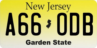 NJ license plate A66ODB