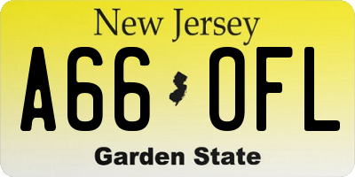 NJ license plate A66OFL