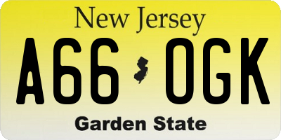 NJ license plate A66OGK