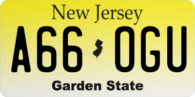 NJ license plate A66OGU