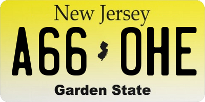 NJ license plate A66OHE