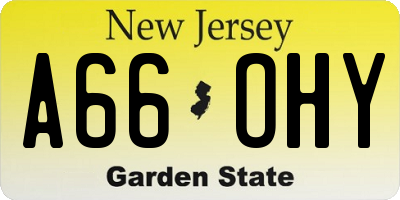 NJ license plate A66OHY