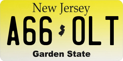NJ license plate A66OLT