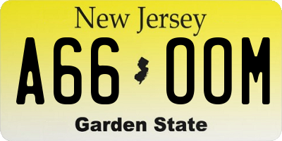 NJ license plate A66OOM