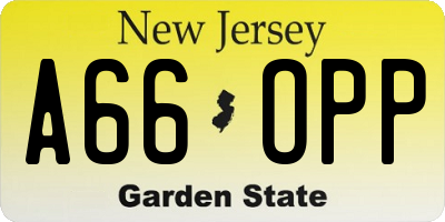 NJ license plate A66OPP