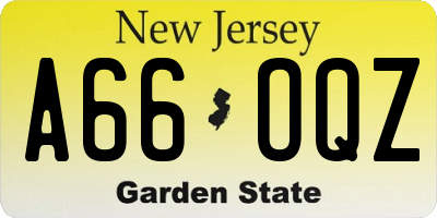 NJ license plate A66OQZ