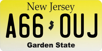 NJ license plate A66OUJ