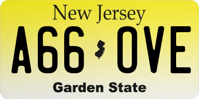 NJ license plate A66OVE