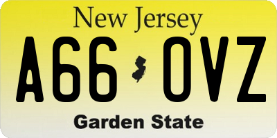 NJ license plate A66OVZ