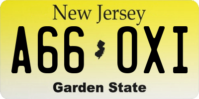 NJ license plate A66OXI