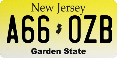 NJ license plate A66OZB