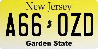NJ license plate A66OZD