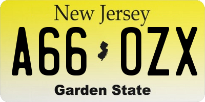 NJ license plate A66OZX