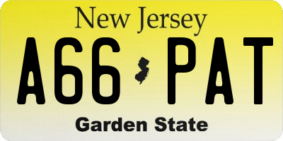 NJ license plate A66PAT