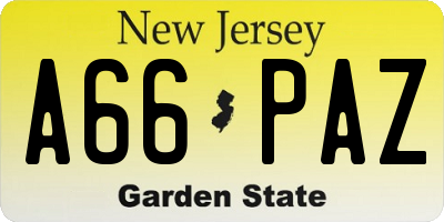 NJ license plate A66PAZ
