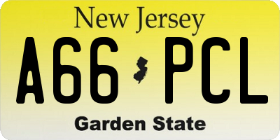 NJ license plate A66PCL