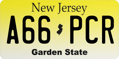 NJ license plate A66PCR