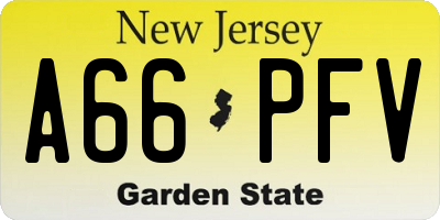 NJ license plate A66PFV