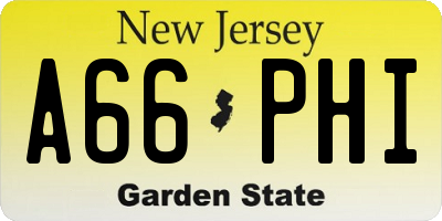 NJ license plate A66PHI
