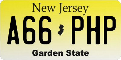 NJ license plate A66PHP