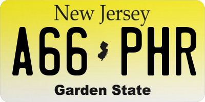 NJ license plate A66PHR