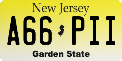 NJ license plate A66PII