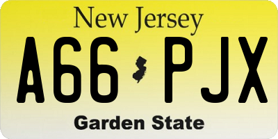 NJ license plate A66PJX