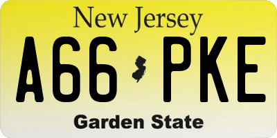 NJ license plate A66PKE
