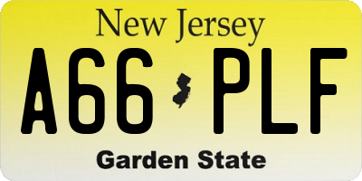 NJ license plate A66PLF