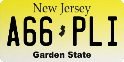 NJ license plate A66PLI