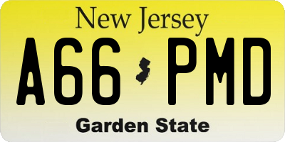 NJ license plate A66PMD