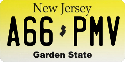 NJ license plate A66PMV