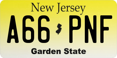 NJ license plate A66PNF