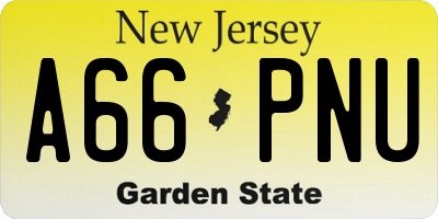 NJ license plate A66PNU