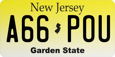 NJ license plate A66POU
