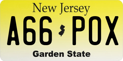 NJ license plate A66POX