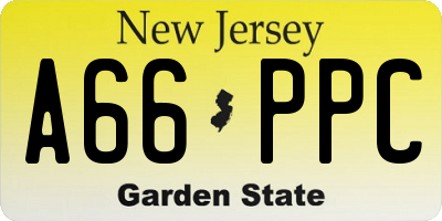 NJ license plate A66PPC