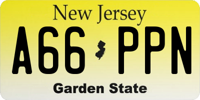 NJ license plate A66PPN