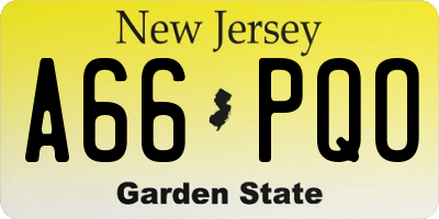 NJ license plate A66PQO