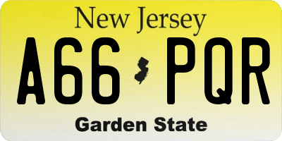 NJ license plate A66PQR