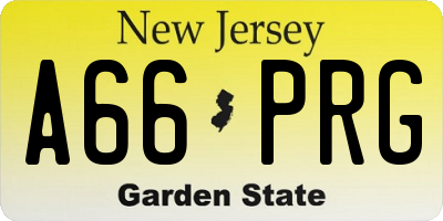 NJ license plate A66PRG