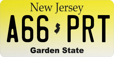 NJ license plate A66PRT