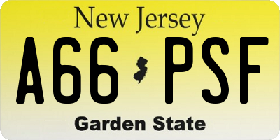 NJ license plate A66PSF