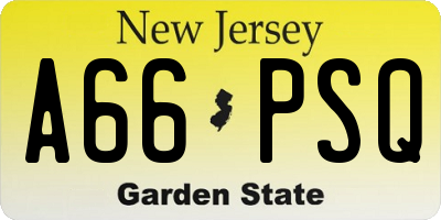 NJ license plate A66PSQ