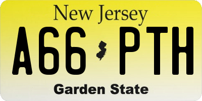 NJ license plate A66PTH
