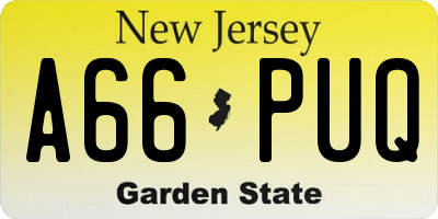 NJ license plate A66PUQ