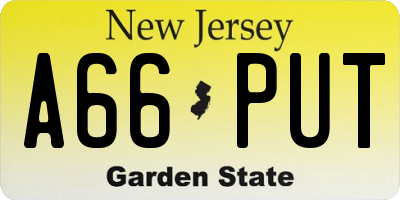 NJ license plate A66PUT